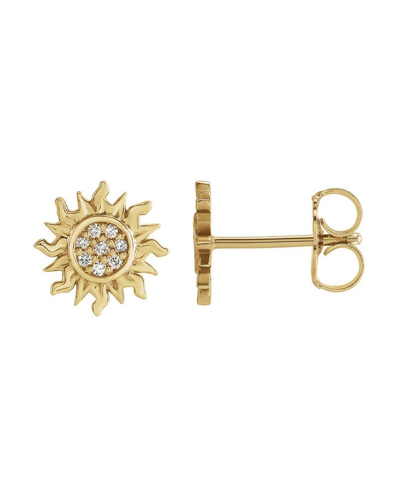 Brinco Sol em Ouro 14k com Diamantes Naturais