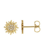 Brinco Sol em Ouro 14k com Diamantes Naturais