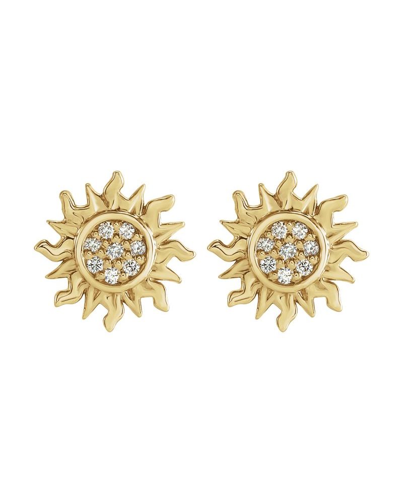 Brinco Sol em Ouro 14k com Diamantes Naturais
