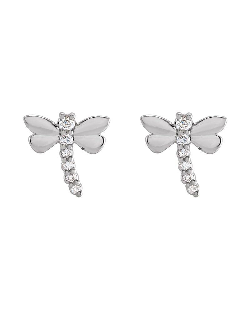 Brinco Libélula em Ouro 14k com Diamantes Naturais