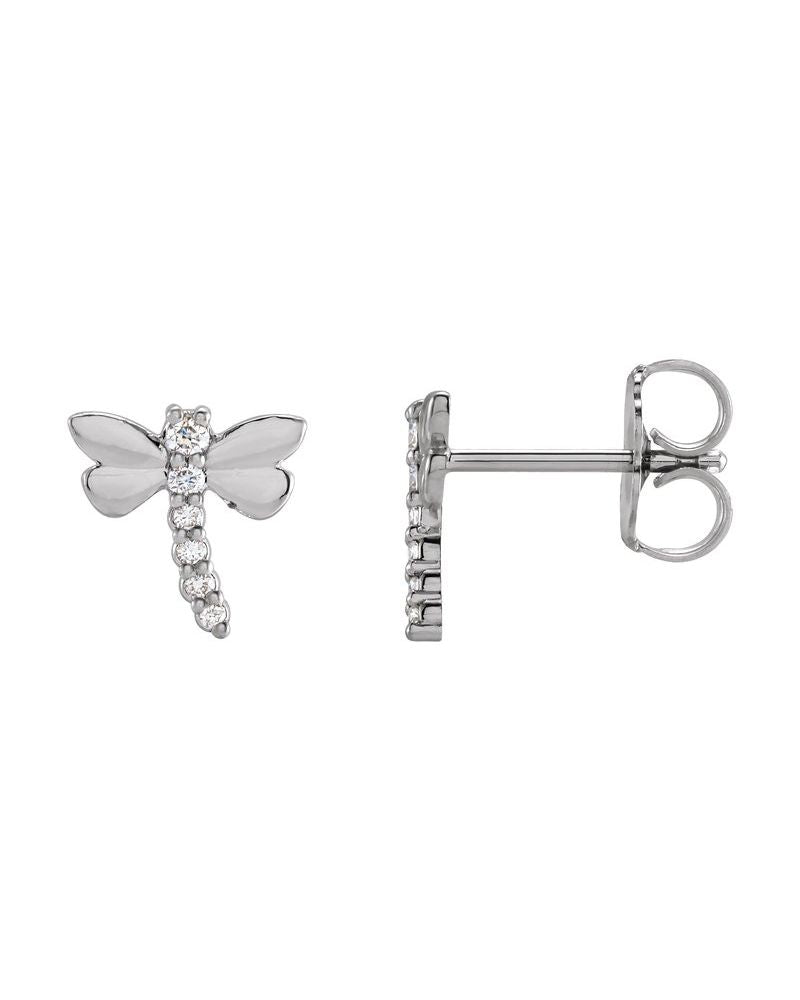 Brinco Libélula em Ouro 14k com Diamantes Naturais