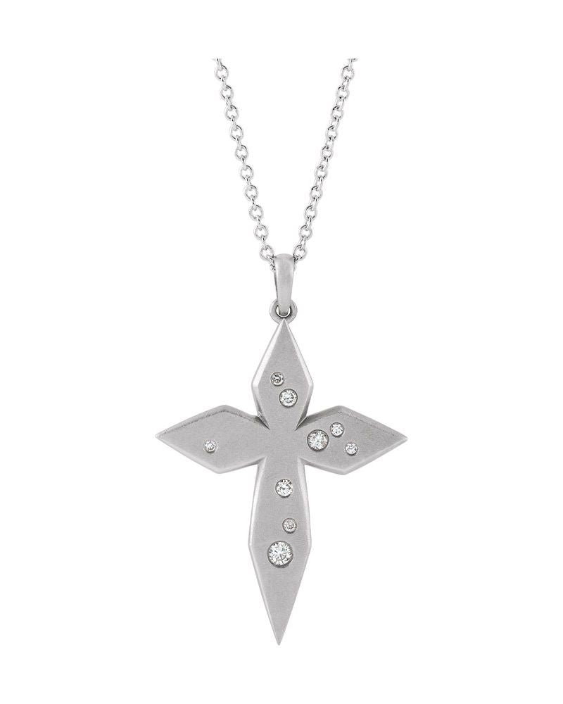 Colar Cruz Cravejado em Ouro 14k com Diamantes Naturais – Modelo 18