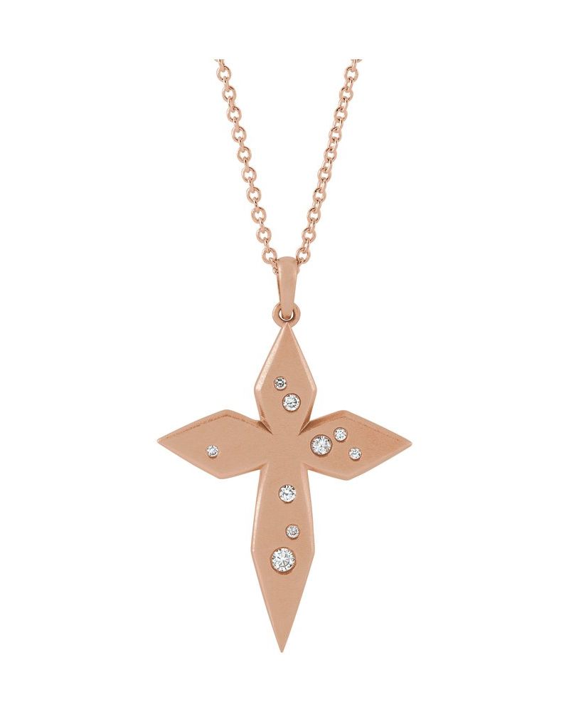 Colar Cruz Cravejado em Ouro 14k com Diamantes Naturais – Modelo 18