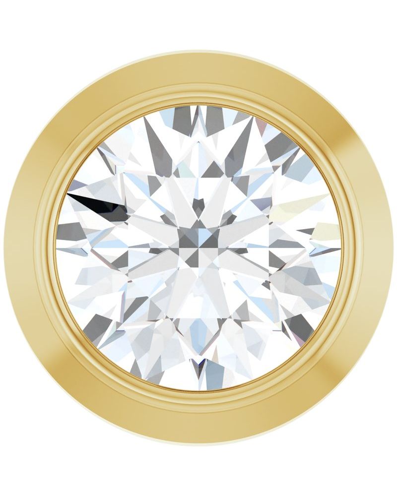Pingente Passante Redondo com Cravação Bezel em Ouro 14k com Diamantes de Laboratório