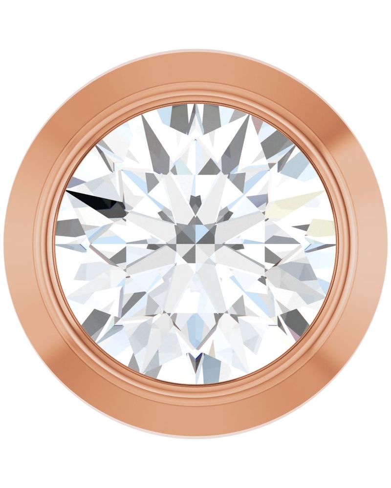 Pingente Passante Redondo com Cravação Bezel em Ouro 14k com Diamantes de Laboratório