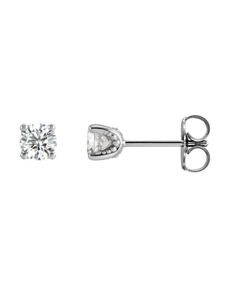 Brinco Ponto de Luz Redondo Quatro Garras em Ouro 14k com Diamantes de Laboratório – Modelo 2