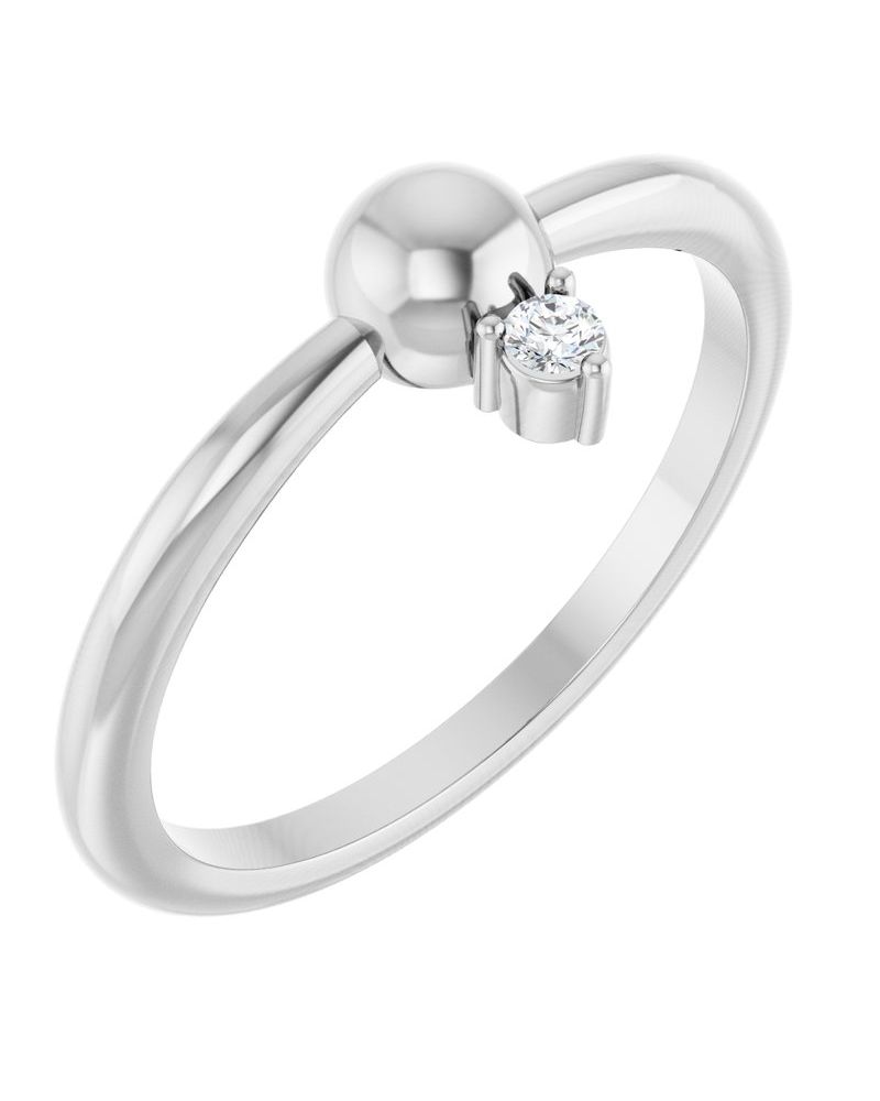 Anel Bolinha Empilhável em Ouro 14k com Diamantes Naturais – Modelo 2