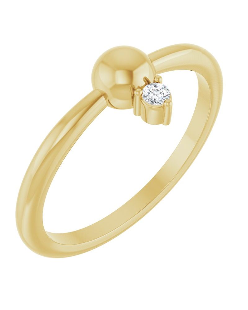 Anel Bolinha Empilhável em Ouro 14k com Diamantes Naturais – Modelo 2