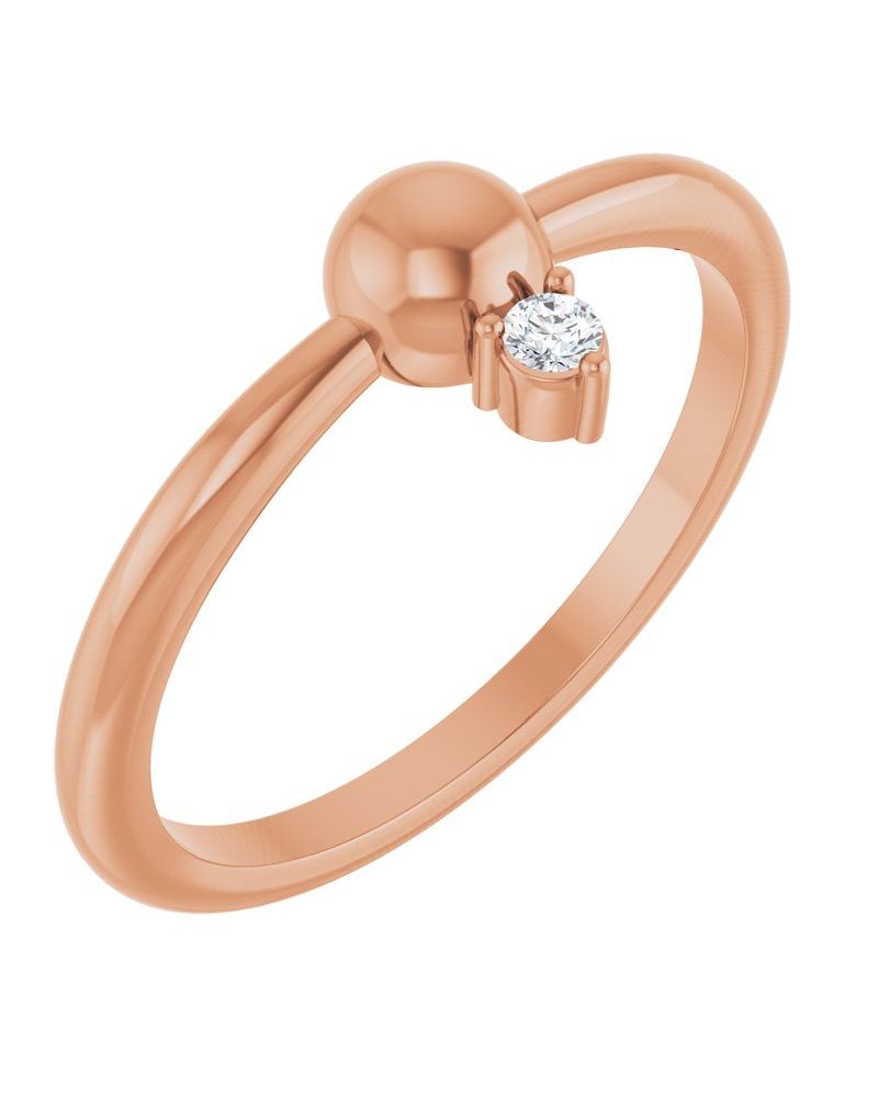 Anel Bolinha Empilhável em Ouro 14k com Diamantes Naturais – Modelo 2