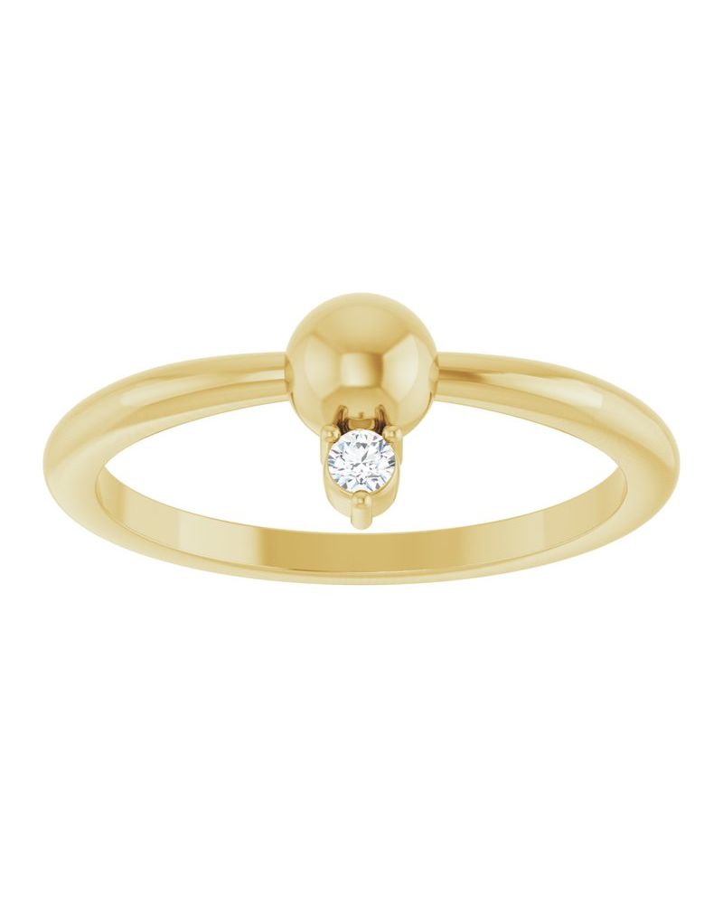 Anel Bolinha Empilhável em Ouro 14k com Diamantes Naturais – Modelo 2
