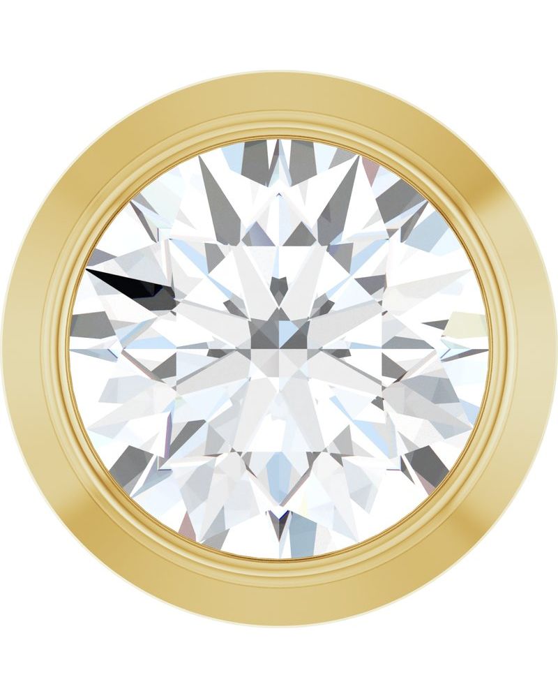 Pingente Passante Redondo com Cravação Bezel em Ouro 14k com Diamantes de Laboratório
