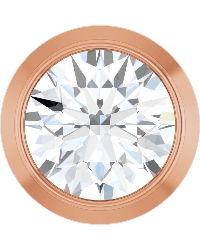 Pingente Passante Redondo com Cravação Bezel em Ouro 14k com Diamantes de Laboratório
