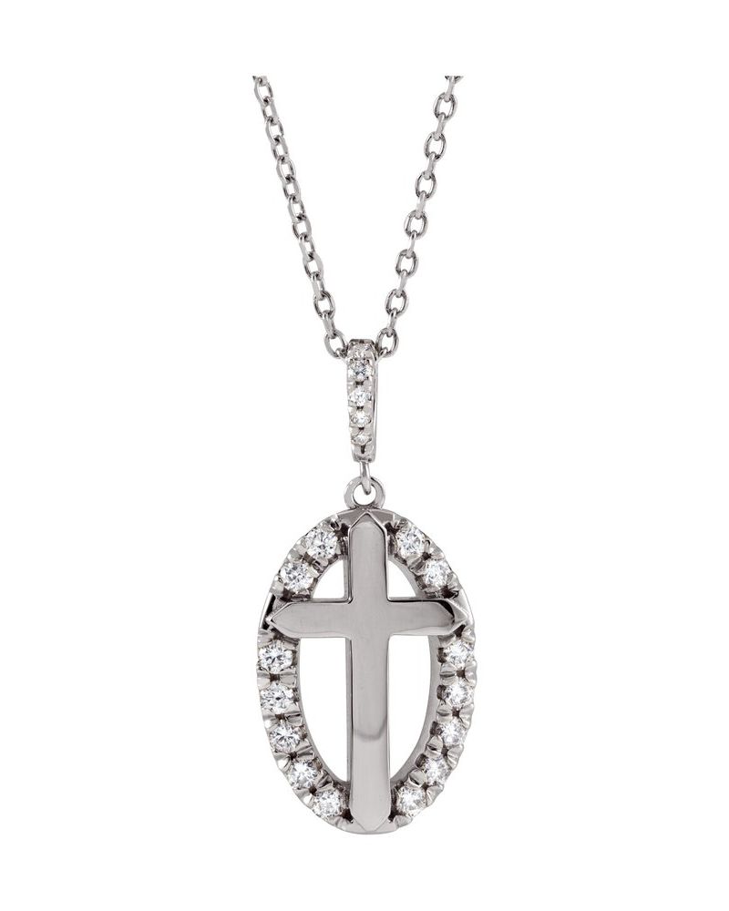 Colar Cruz Halo em Ouro 14k com Diamantes Naturais