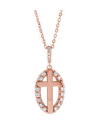 Colar Cruz Halo em Ouro 14k com Diamantes Naturais