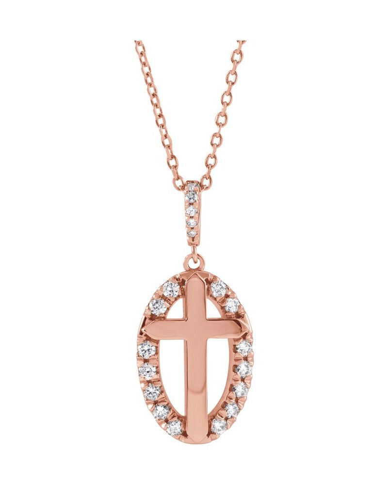 Colar Cruz Halo em Ouro 14k com Diamantes Naturais
