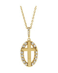 Colar Cruz Halo em Ouro 14k com Diamantes Naturais