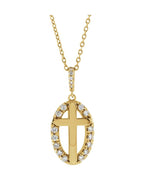 Colar Cruz Halo em Ouro 14k com Diamantes Naturais