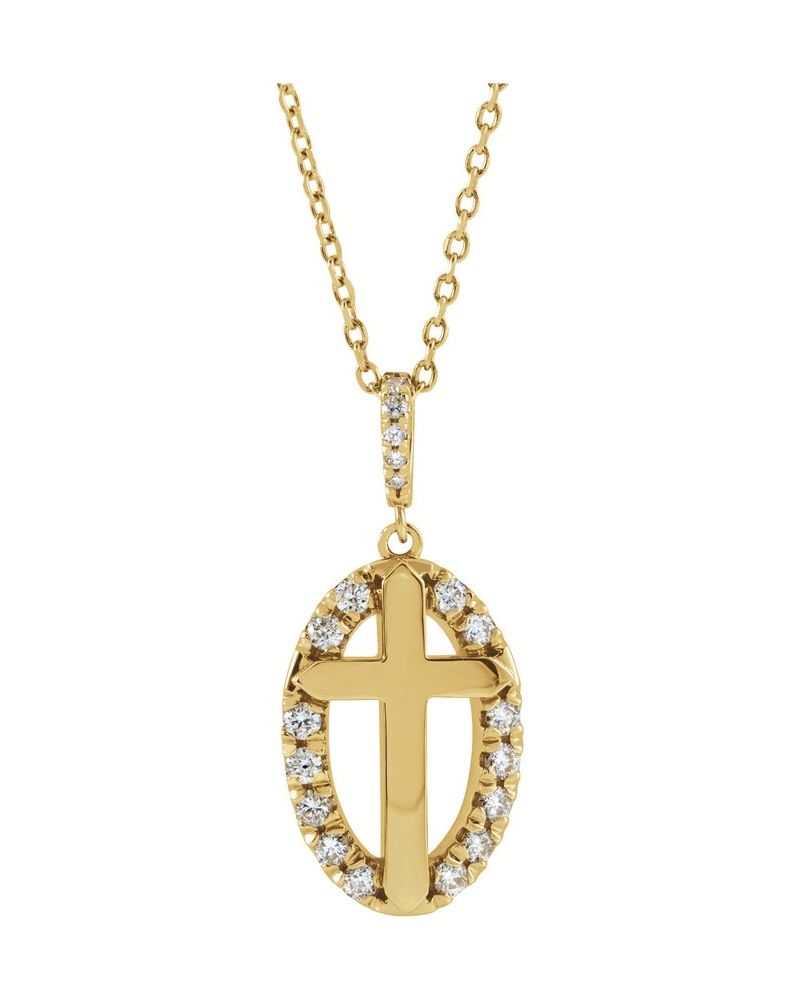Colar Cruz Halo em Ouro 14k com Diamantes Naturais