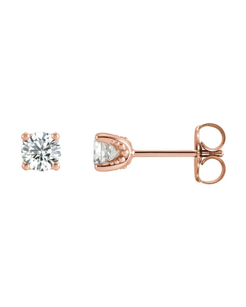 Brinco Ponto de Luz Redondo Quatro Garras em Ouro 14k com Diamantes de Laboratório – Modelo 2