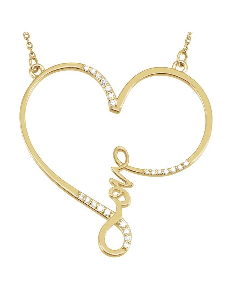 Colar Infinito Coração Amor em Ouro 14k com Diamantes Naturais