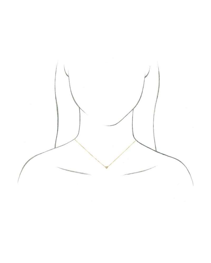 Colar Solitário Pedra do Mês com Cravação Bezel em Ouro 14k com Diamantes de Laboratório