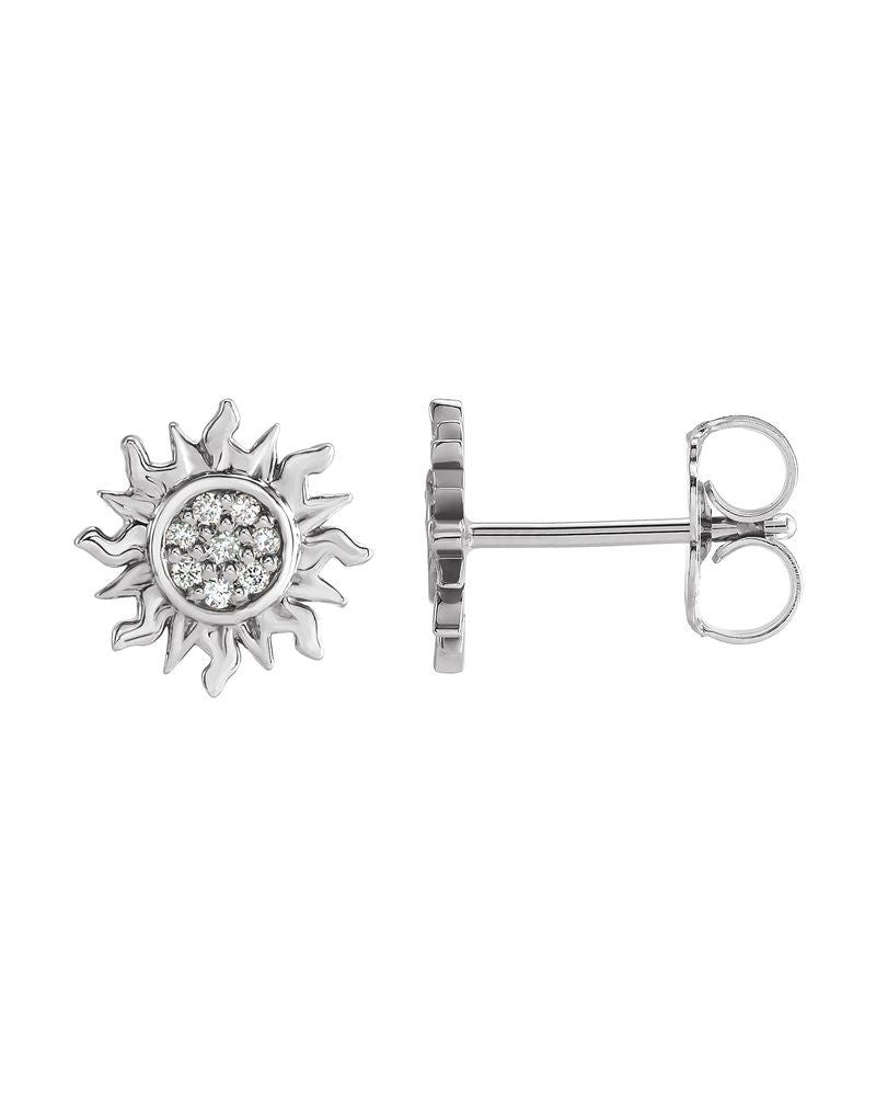 Brinco Sol em Ouro 14k com Diamantes Naturais