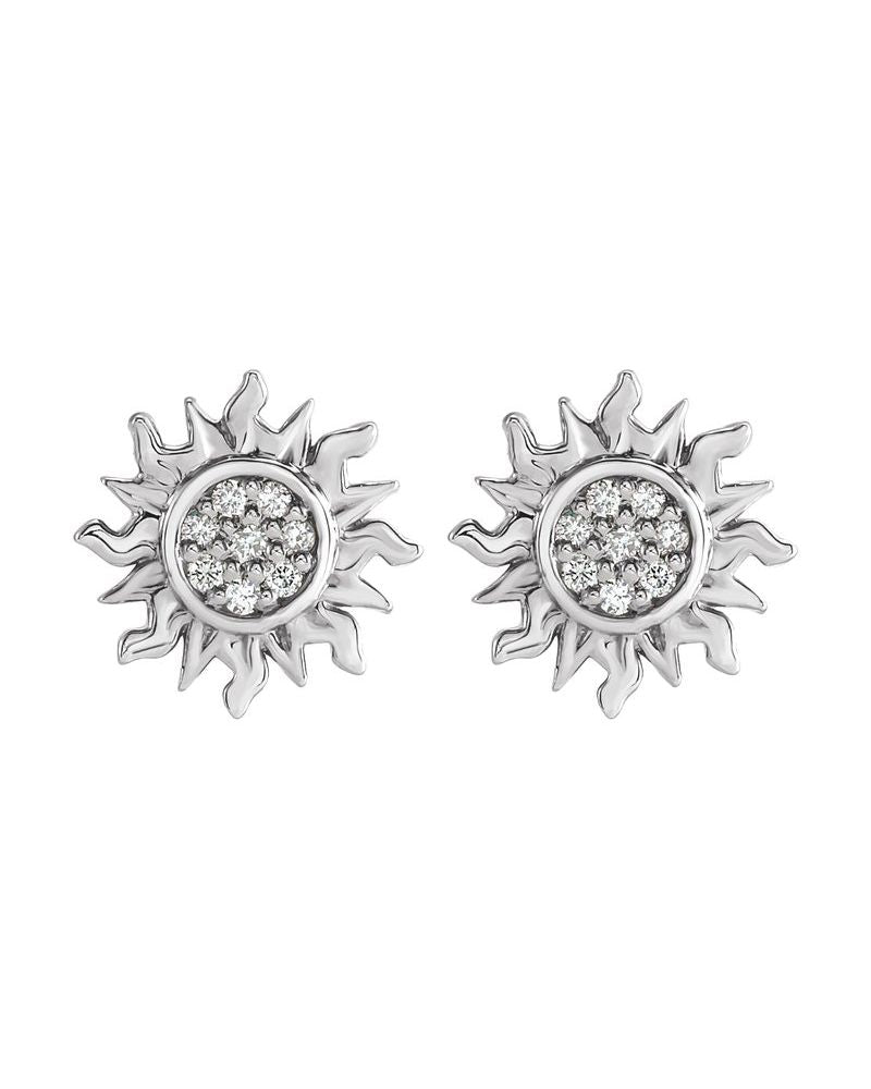 Brinco Sol em Ouro 14k com Diamantes Naturais