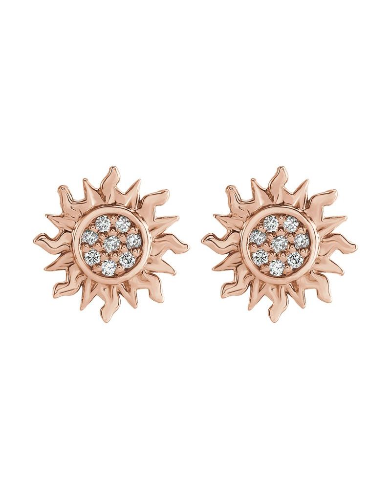 Brinco Sol em Ouro 14k com Diamantes Naturais