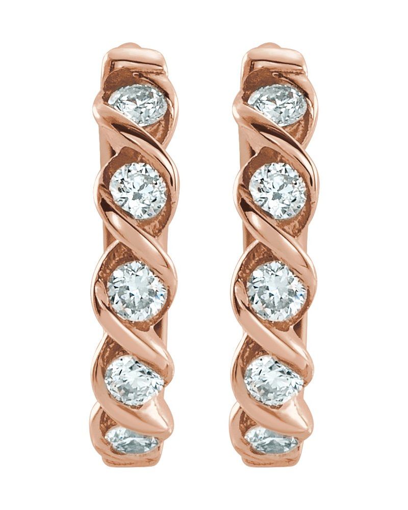 Brinco de Aro Torcido em Ouro 14k com Diamantes de Laboratório