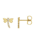 Brinco Libélula em Ouro 14k com Diamantes Naturais
