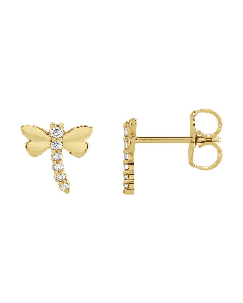 Brinco Libélula em Ouro 14k com Diamantes Naturais