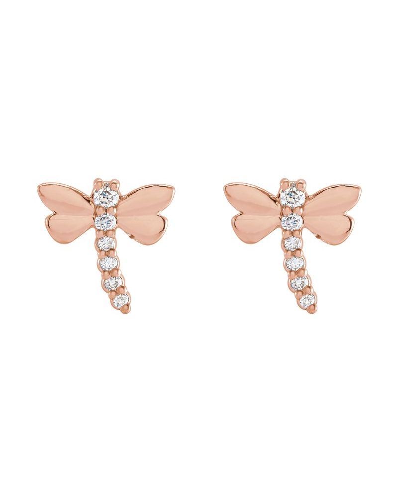 Brinco Libélula em Ouro 14k com Diamantes Naturais