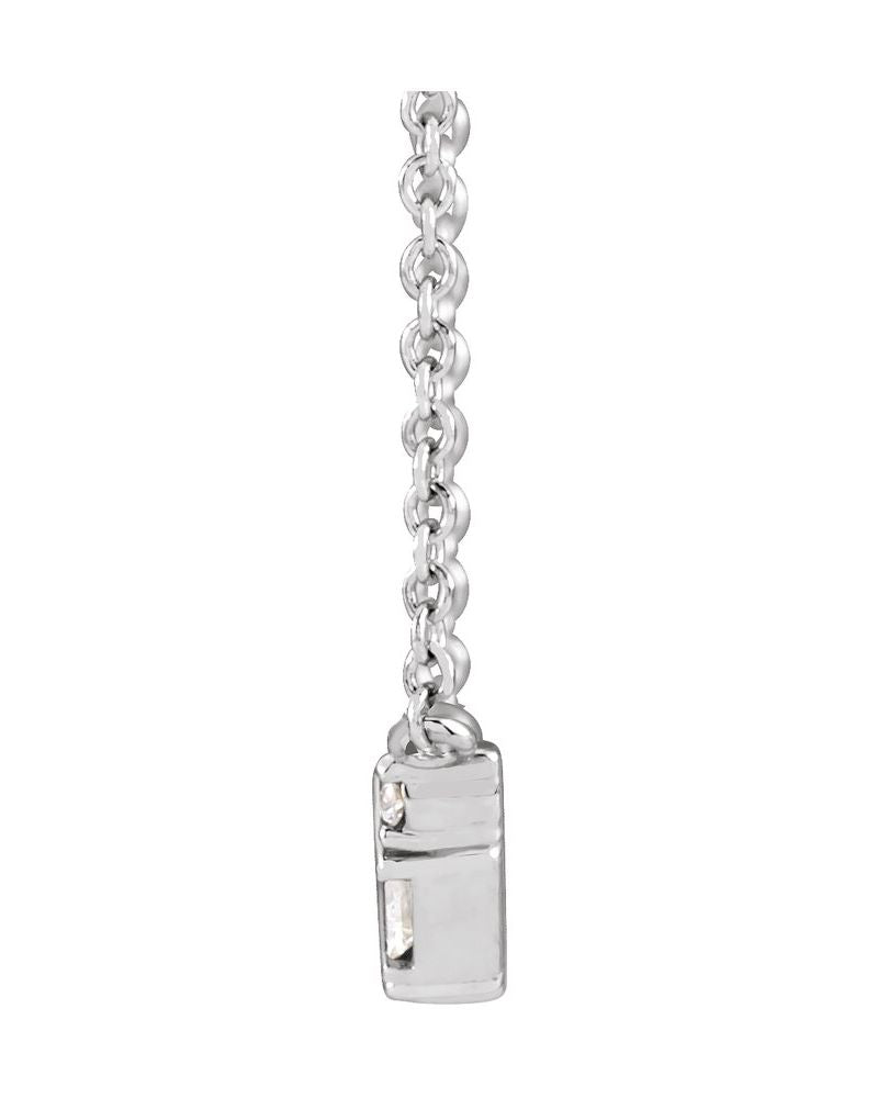 Colar Baguete Barra Cravejado em Ouro 14k com Diamantes Naturais