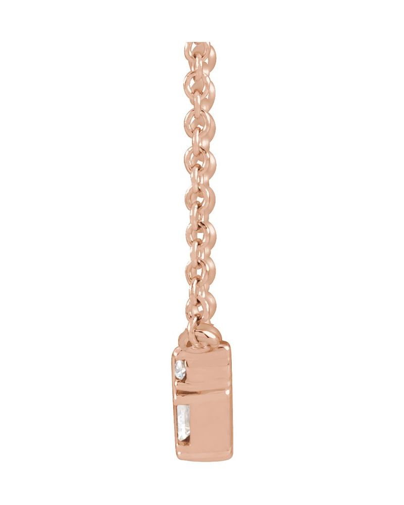 Colar Baguete Barra Cravejado em Ouro 14k com Diamantes Naturais