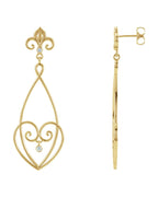Brinco Flor-de-lis em Ouro 14k com Diamantes Naturais – Modelo 5