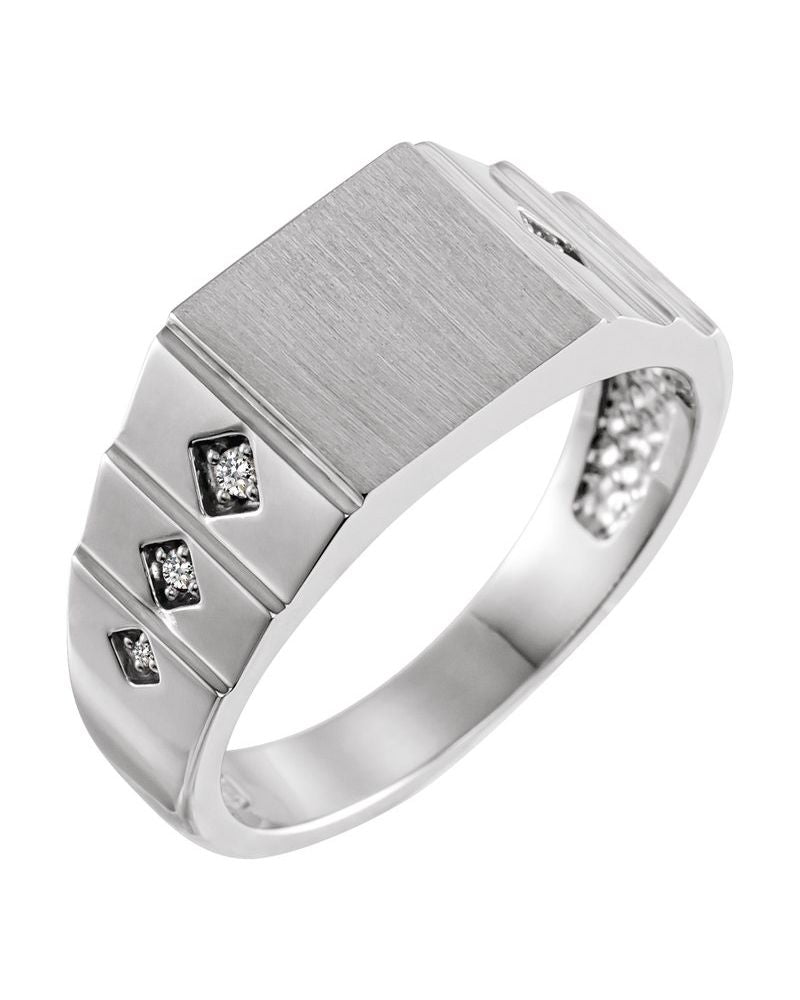 Anel Geométrico Chevalier em Ouro 14k com Diamantes Negros