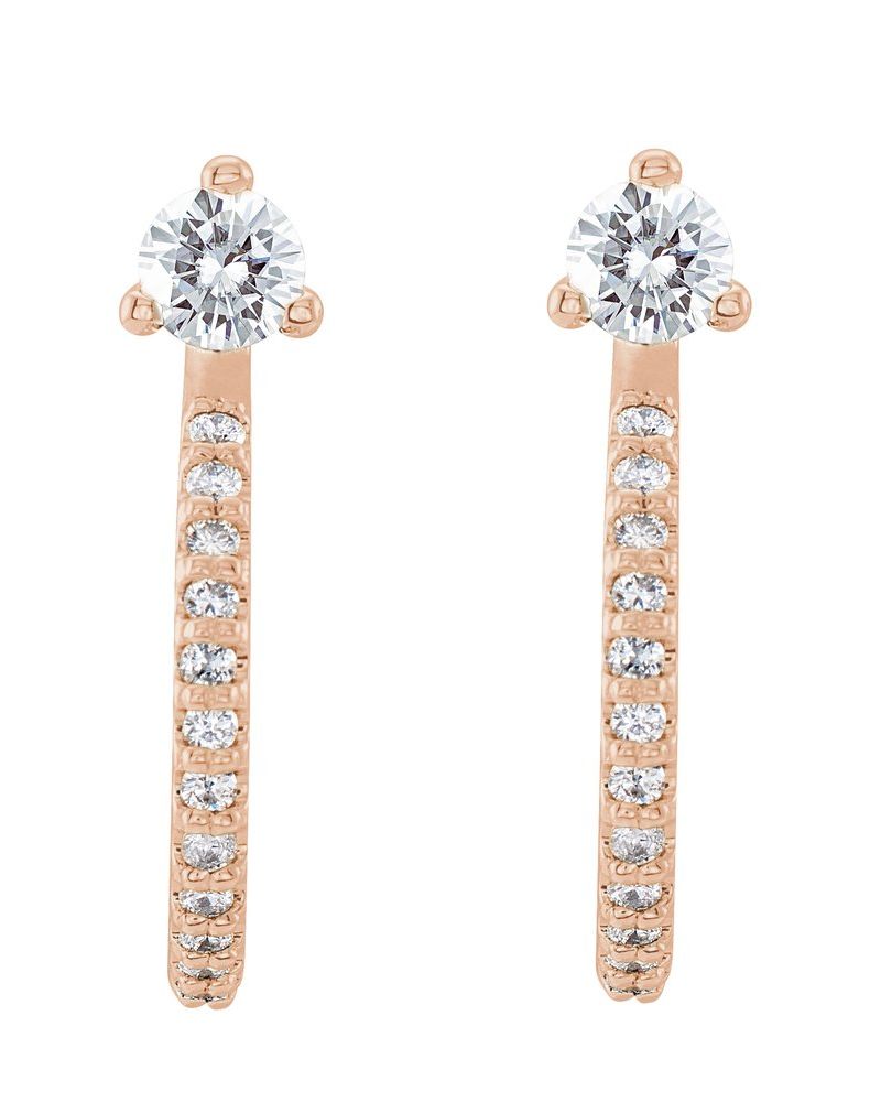 Brinco Meia Argola Cravejado em Ouro 14k com Diamantes Naturais – Modelo 2