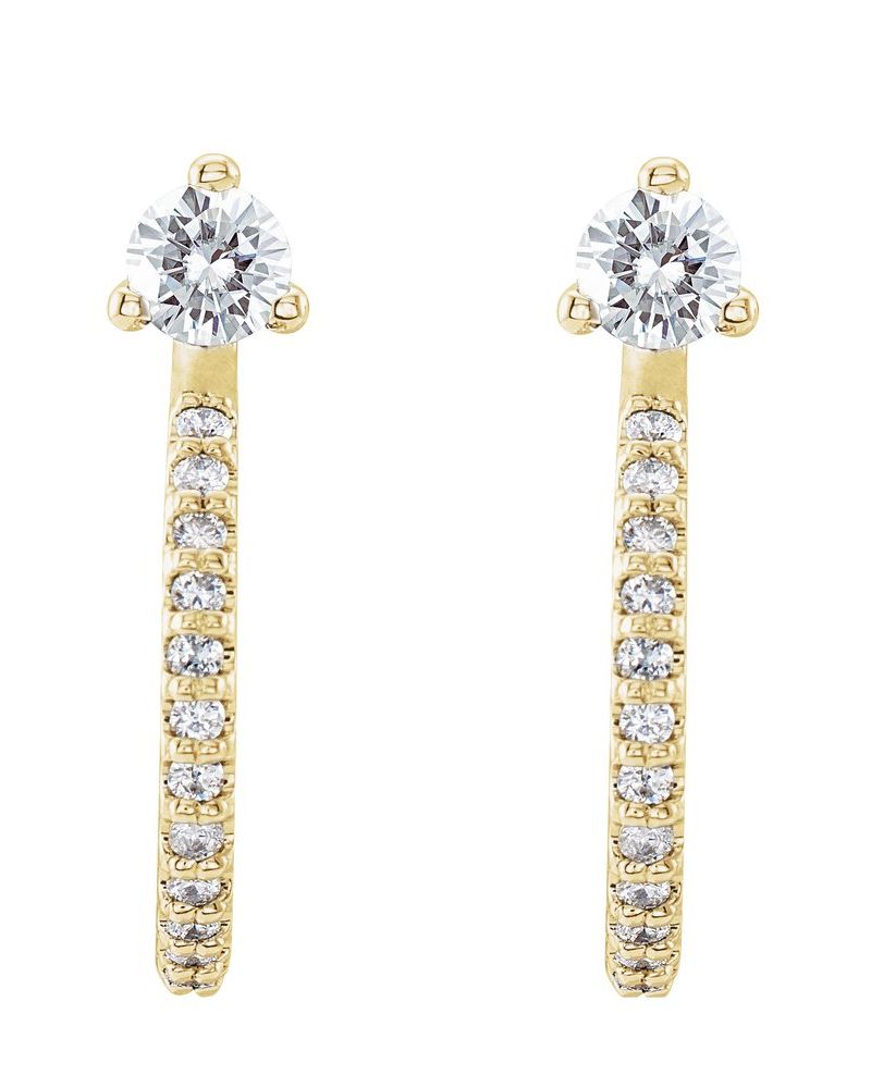 Brinco Meia Argola Cravejado em Ouro 14k com Diamantes Naturais – Modelo 2