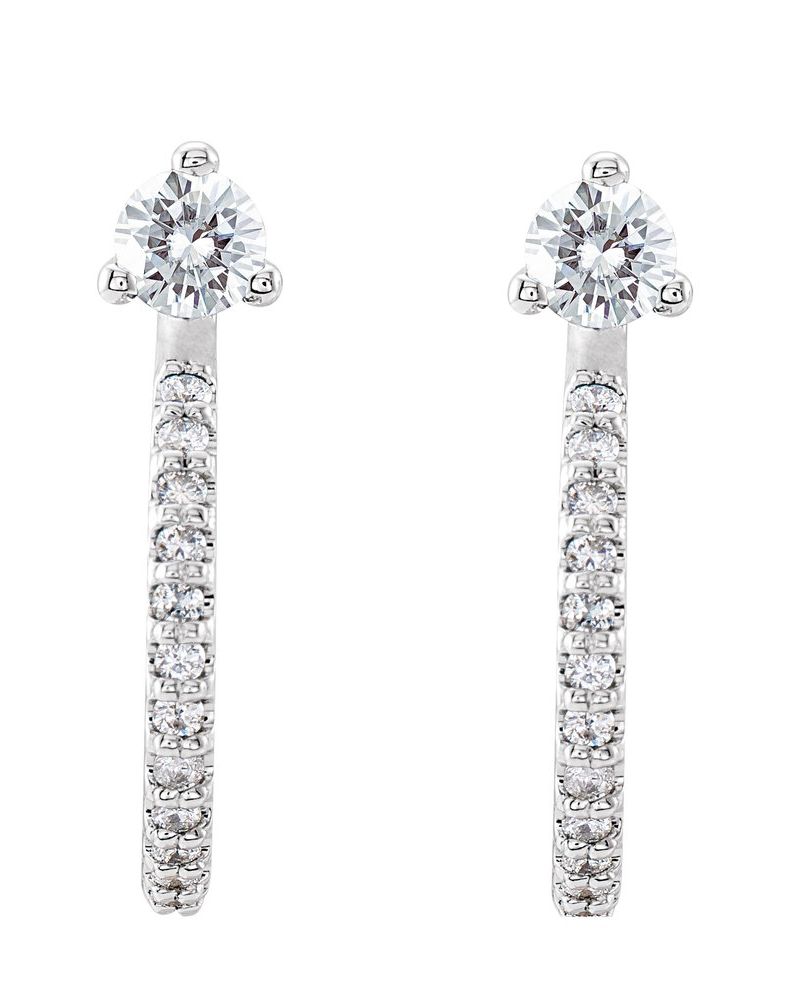 Brinco Meia Argola Cravejado em Ouro 14k com Diamantes Naturais – Modelo 2