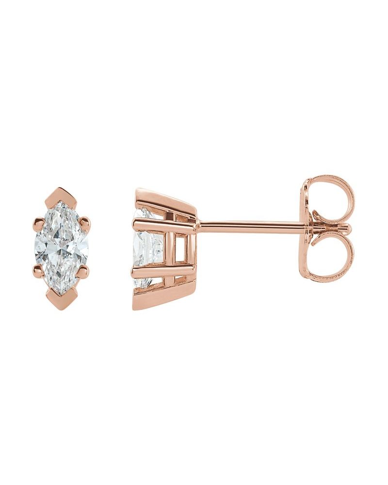 Brinco Ponto de Luz Navete Seis Garras Ponta em V em Ouro 14k com Diamantes de Laboratório