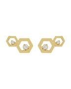 Brinco Favo de Mel em Ouro 14k com Diamantes Naturais