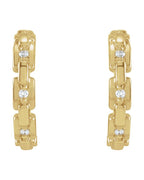 Brinco Huggie Elos de Corrente Cravejado em Ouro 14k com Diamantes Naturais