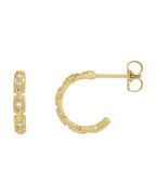 Brinco Huggie Elos de Corrente Cravejado em Ouro 14k com Diamantes Naturais