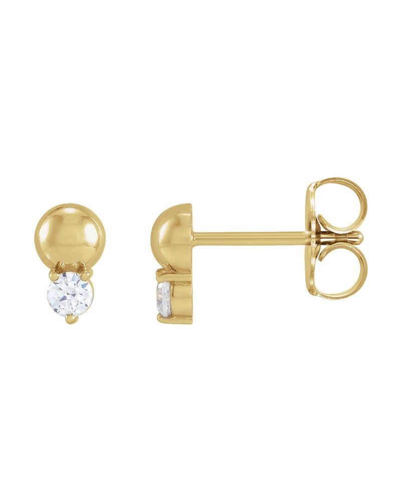 Brinco Bolinha Cravejado em Ouro 14k com Diamantes Naturais