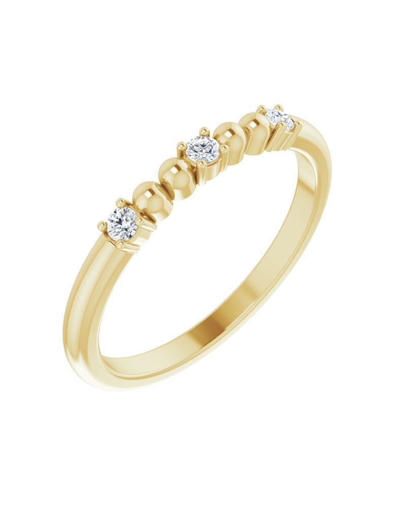 Anel Bolinhas em Ouro 14k com Diamantes Naturais