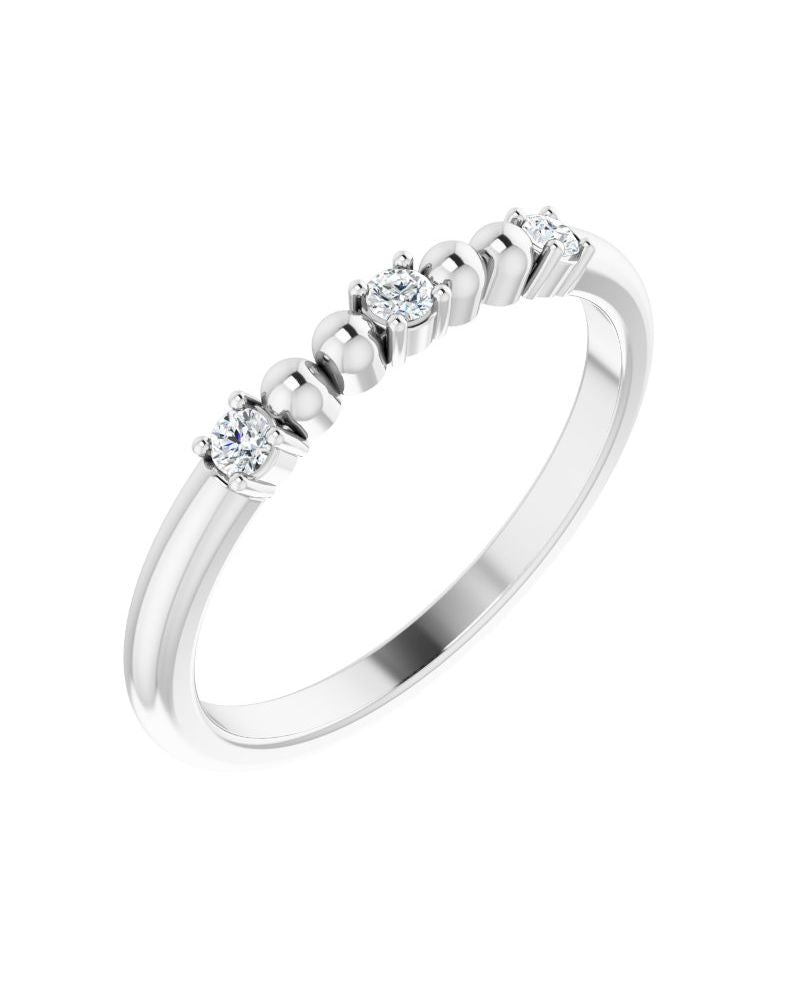 Anel Bolinhas em Ouro 14k com Diamantes Naturais