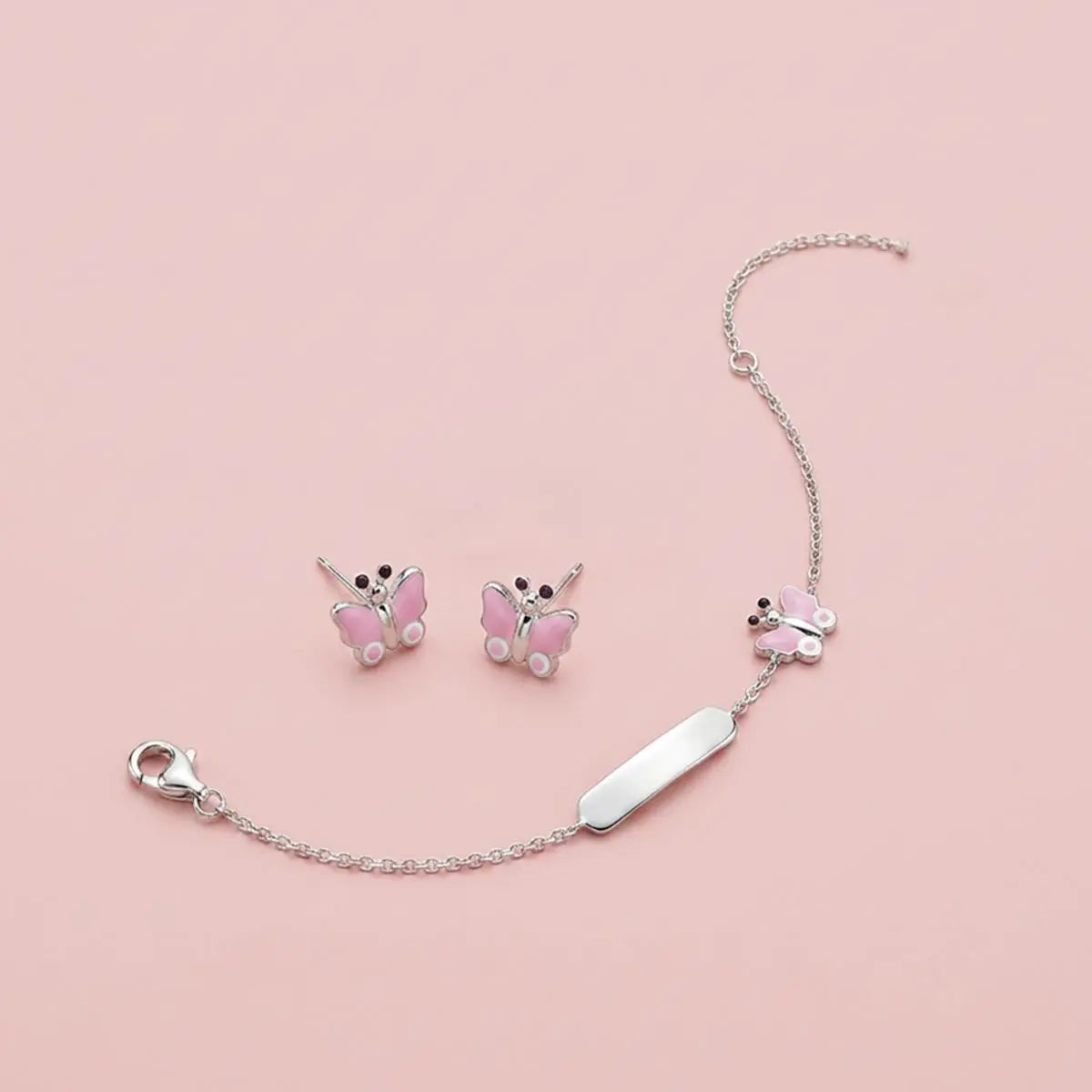 Pulseira de Prata 925 Kids de Borboleta Esmaltada