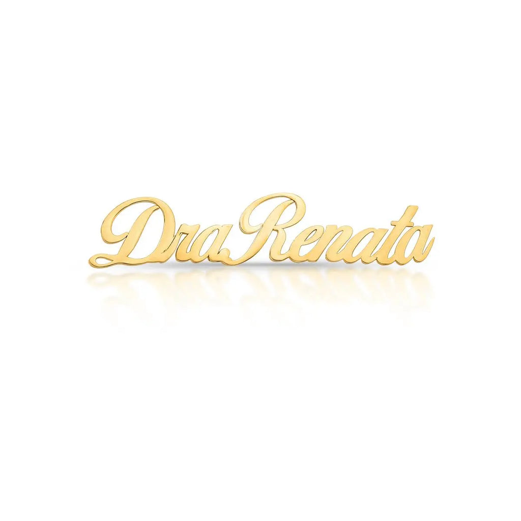 Broche Folheado a Ouro Personalizado com 2 Palavras de Até 16 Letras