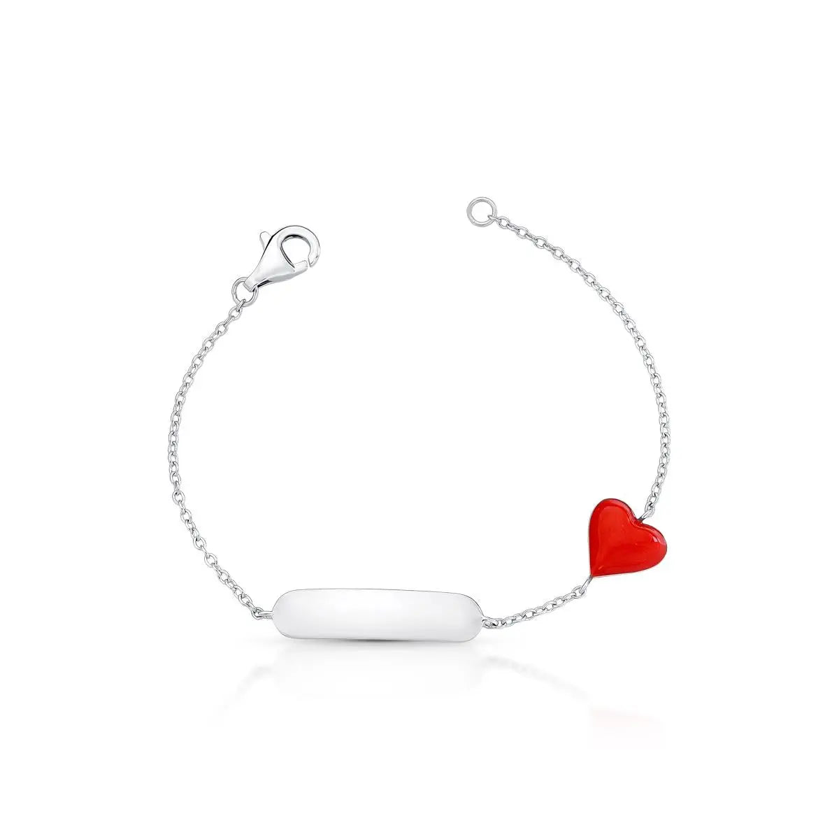 Pulseira de Prata 925 Kids de Coração Esmaltado