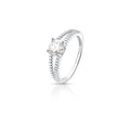 Anel de Prata 925 Duas Voltas com Pedra Redonda Moissanite 6mm